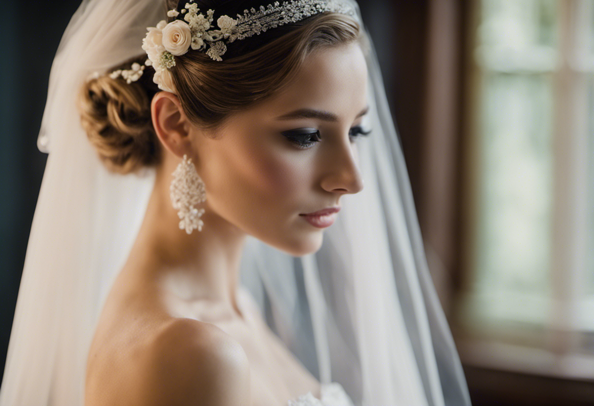 An image showcasing the traditional and elegant bridal hairstyle with a mantilla veil