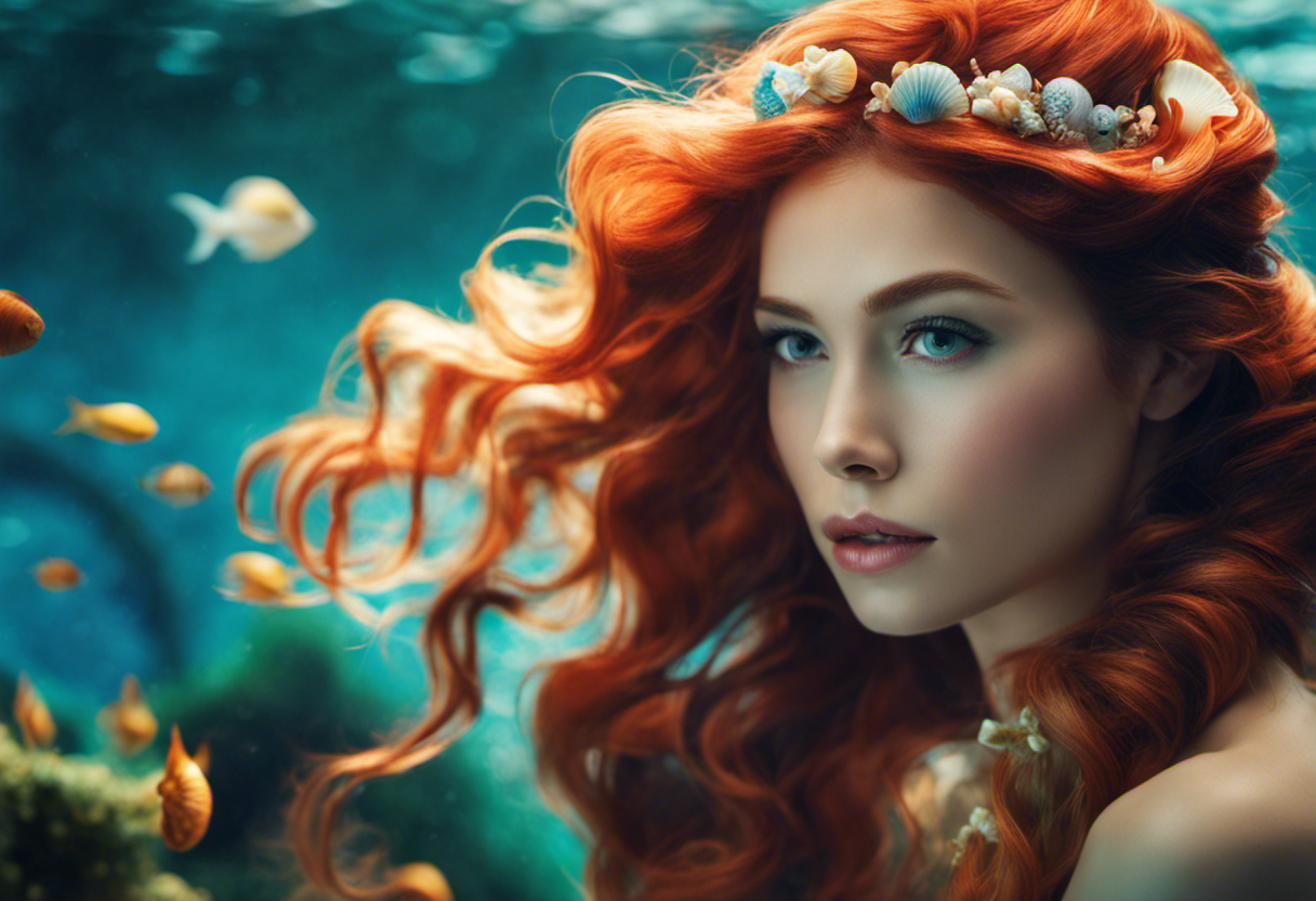 An enchanting image capturing the magical essence of the Little Mermaid's hairstyle