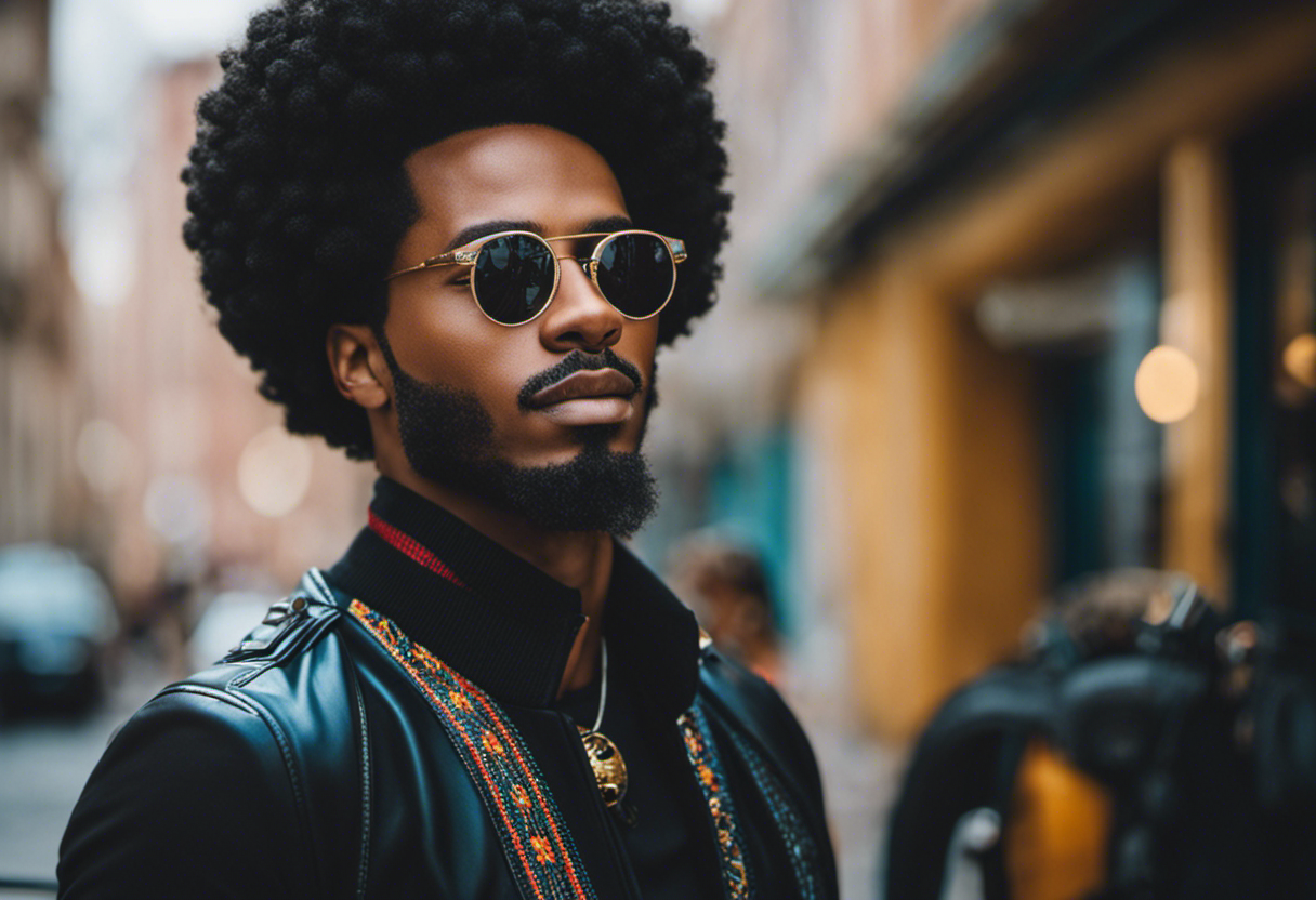An image showcasing a confident and stylish Afro male hairstyle