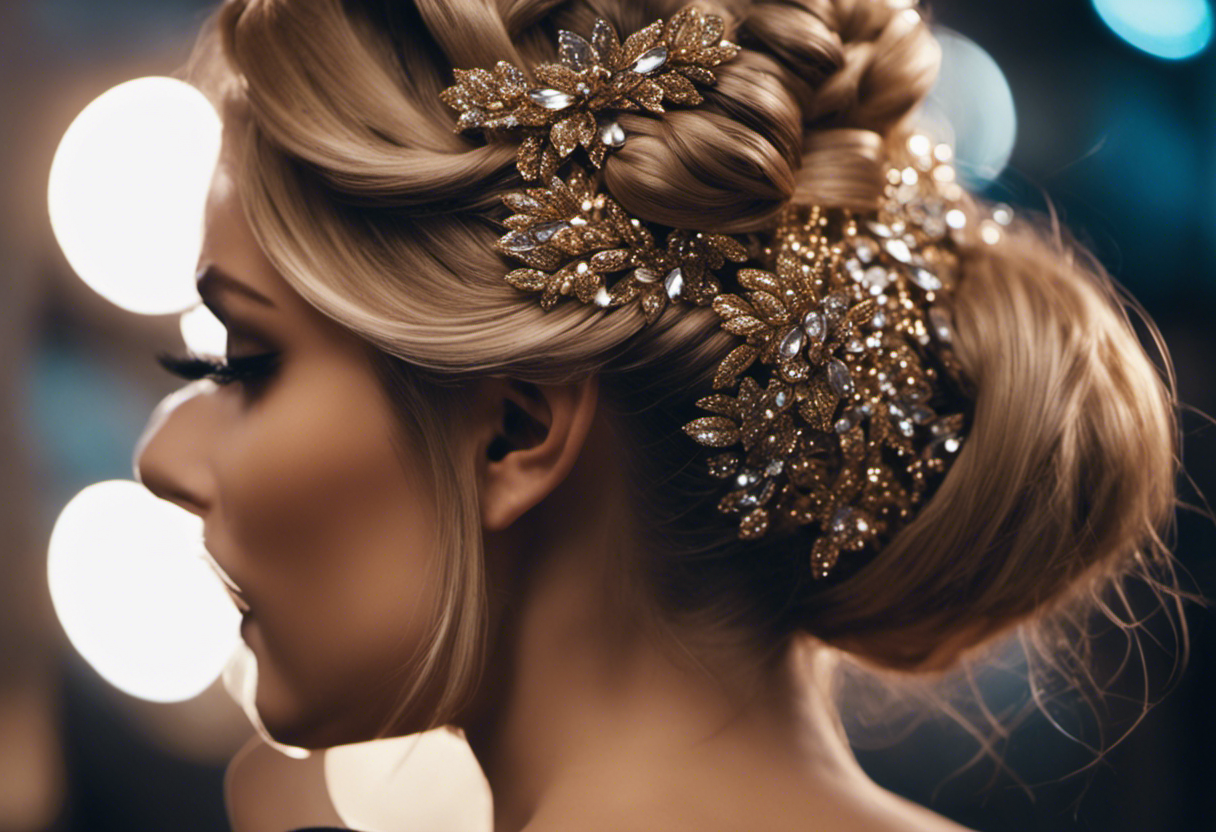An image showcasing glamorous hairstyles with glitter, shimmering and sparkling in various colors