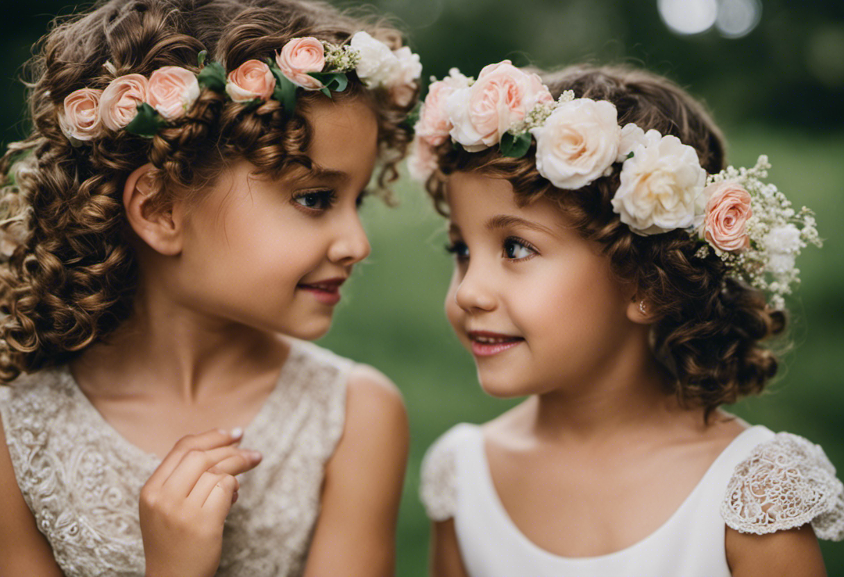 An image showcasing enchanting hairstyles for curly-haired flower girls at weddings