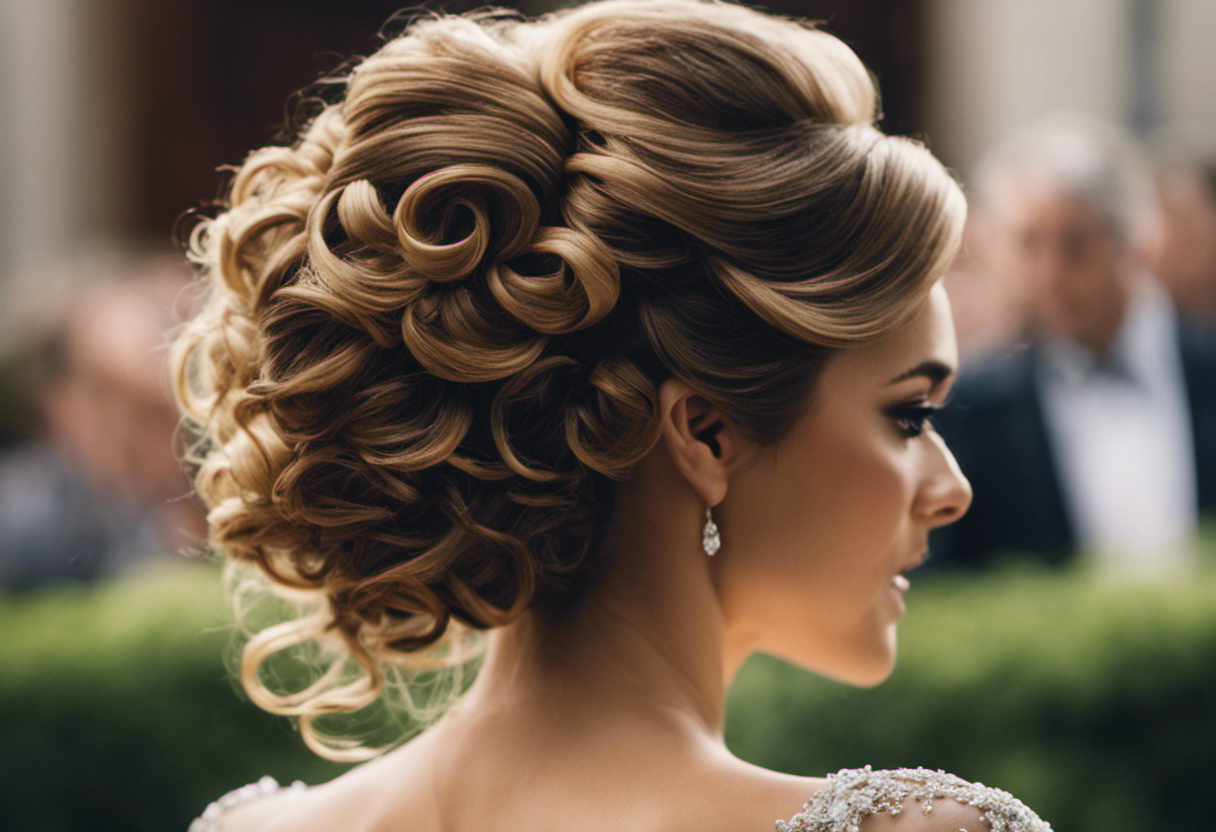 An image showcasing a stunning curly updo, perfectly styled for a graduation ceremony