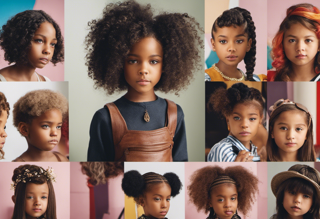An image showcasing a variety of stylish hairstyles for children with straight hair, reflecting their unique personalities and bringing out their innate style and confidence from an early age