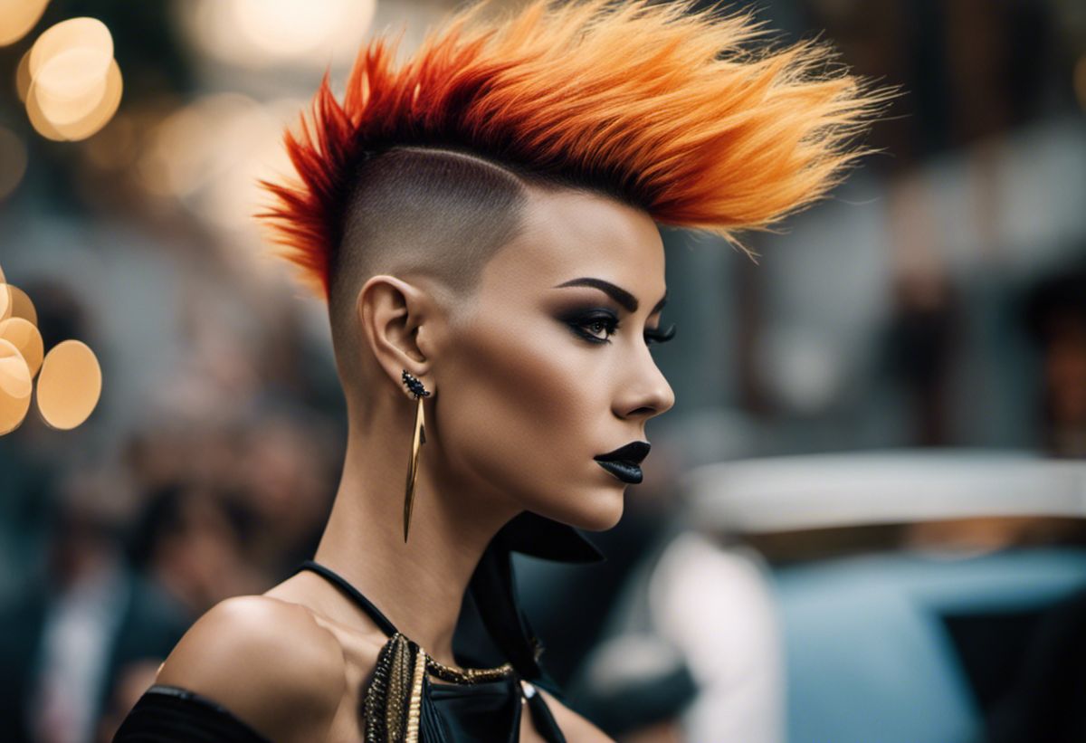 An image showcasing a bold mohawk hairstyle with a fringe, exuding modernity and attitude
