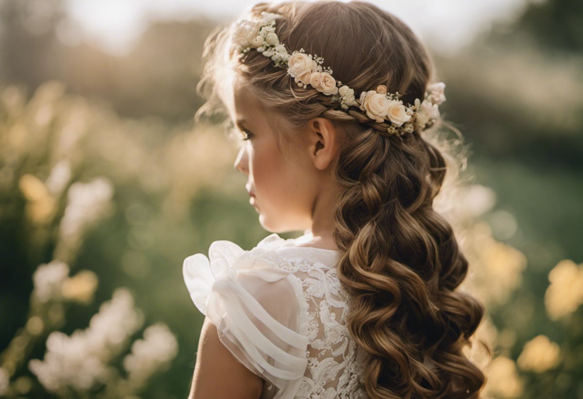 the ethereal charm of a flower girl's hairstyle with intricate braids