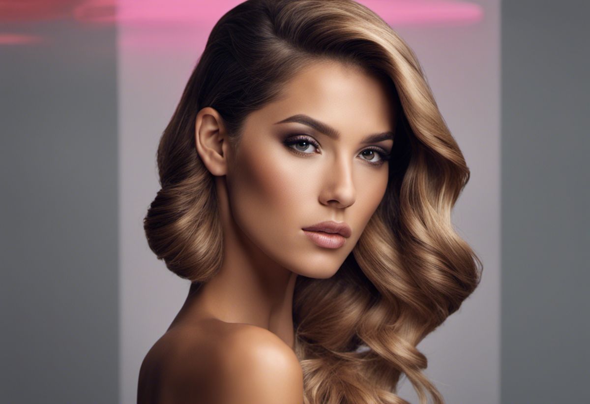 An image showcasing a hairstyling technique for disguising a round face shape