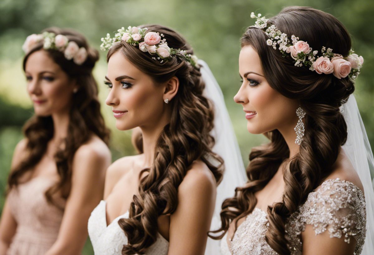An image showcasing elegant bridesmaid hairstyles with tiaras
