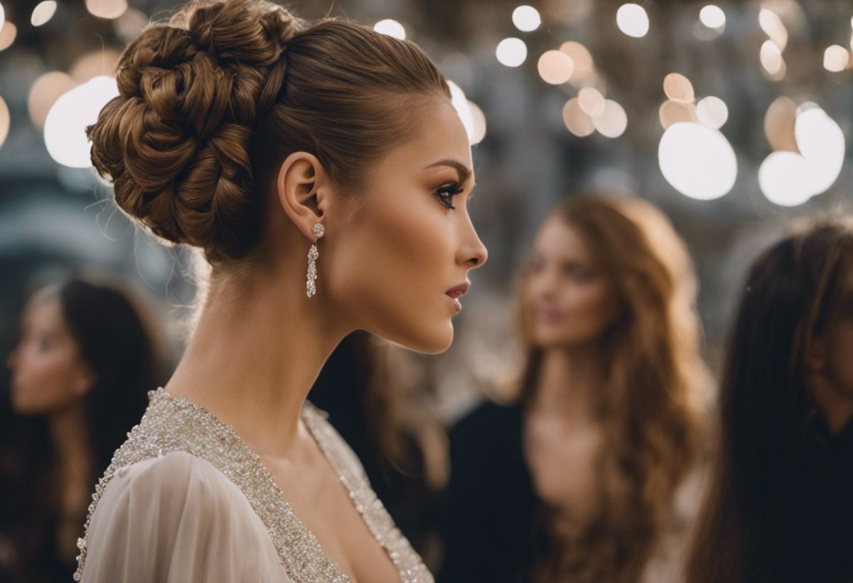 An image showcasing various hairstyles that complement different types of dresses, highlighting the perfect harmony and style in your choice