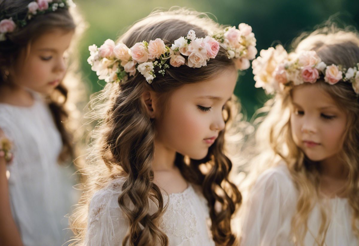 Anting image capturing the innocence of little flower girls with their hair adorned in loose, flowing hairstyles